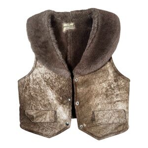 Vintage Suede and Fur Vest Brown Size 10